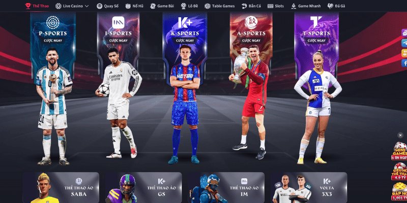 Giao diện sảnh cá cược thể thao TX88 sôi động với đa dạng kèo cược.